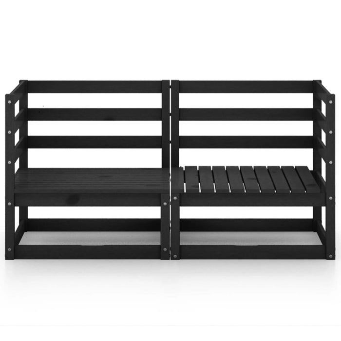 2-Sitzer-Gartensofa Schwarz Kiefer Massivholz