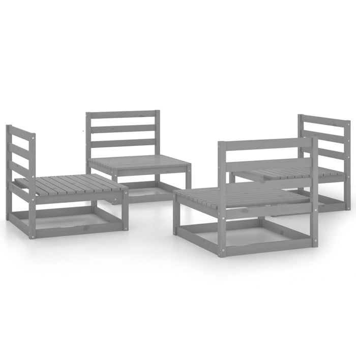 4-tlg. Garten-Lounge-Set Grau Kiefer Massivholz