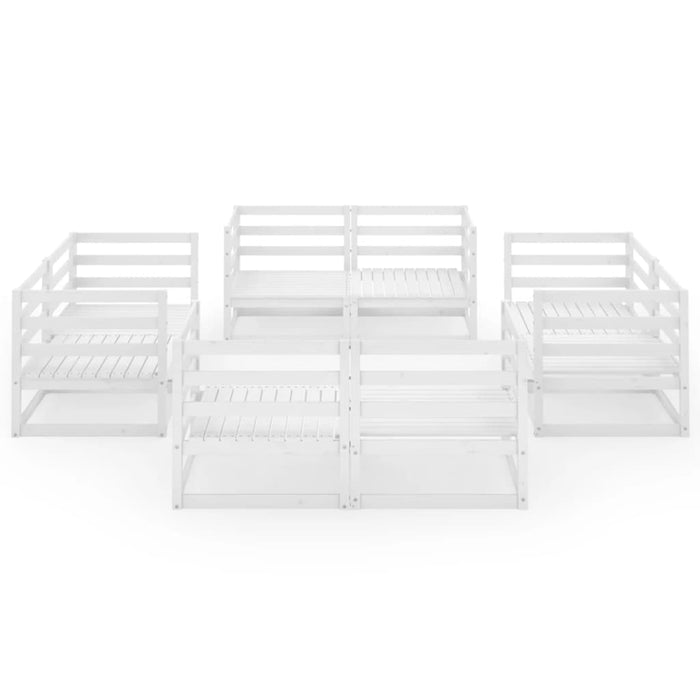 8-tlg. Garten-Lounge-Set Weiß Kiefer Massivholz