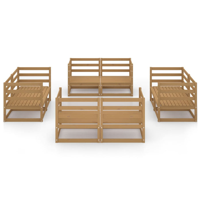 8-tlg. Garten-Lounge-Set Honigbraun Massivholz Kiefer