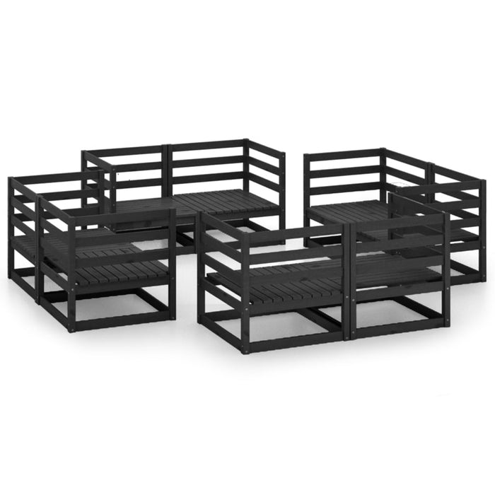 8-tlg. Garten-Lounge-Set Schwarz Massivholz Kiefer