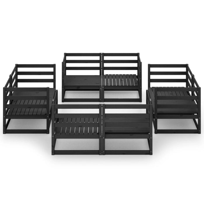 8-tlg. Garten-Lounge-Set Schwarz Massivholz Kiefer