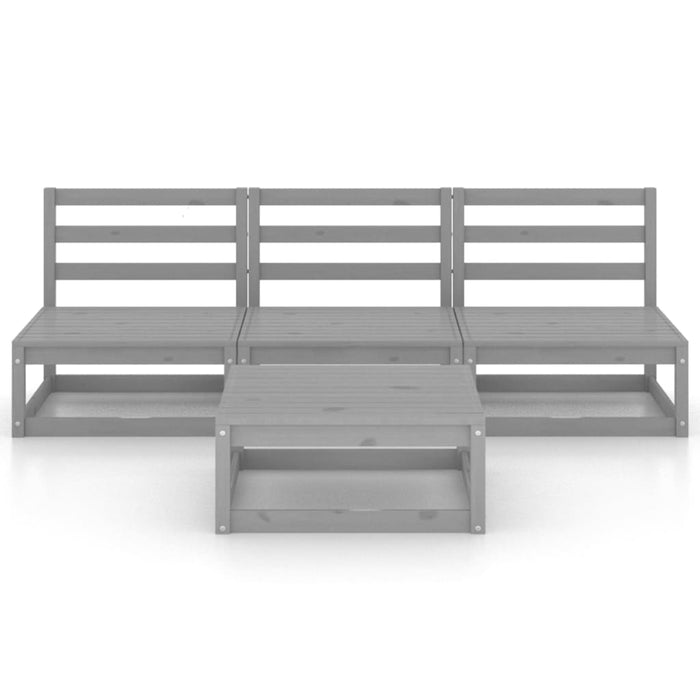 4-tlg. Garten-Lounge-Set Grau Kiefer Massivholz