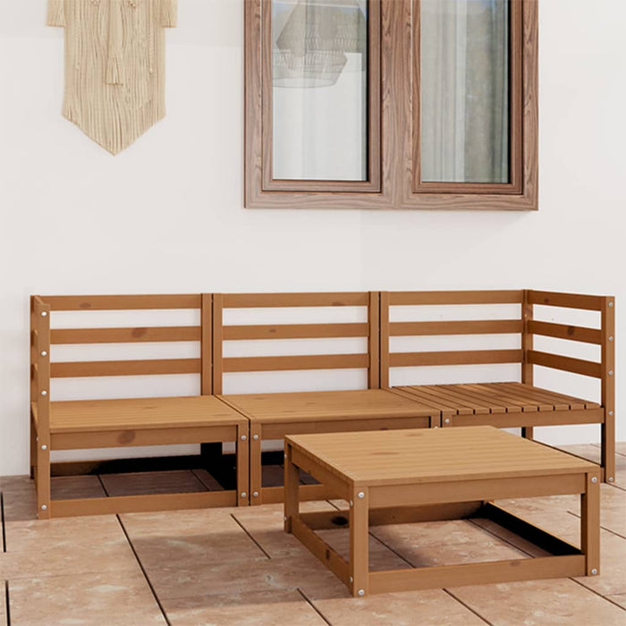 4-tlg. Garten-Lounge-Set Honigbraun Massivholz Kiefer