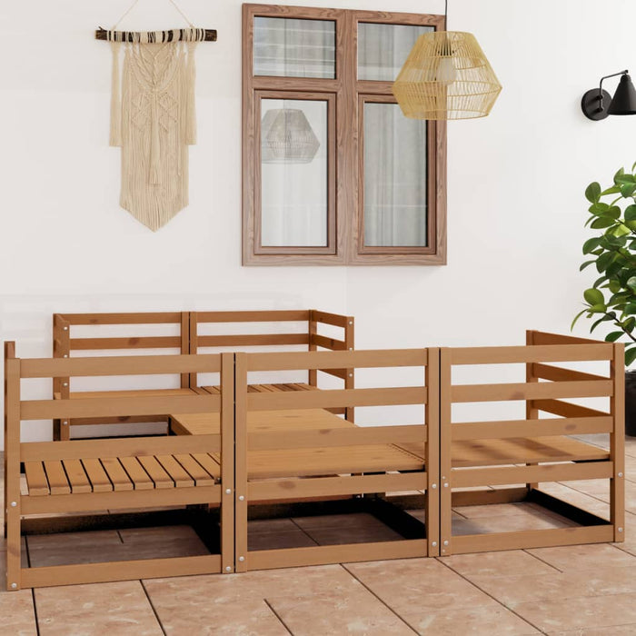 6-tlg. Garten-Lounge-Set Honigbraun Massivholz Kiefer