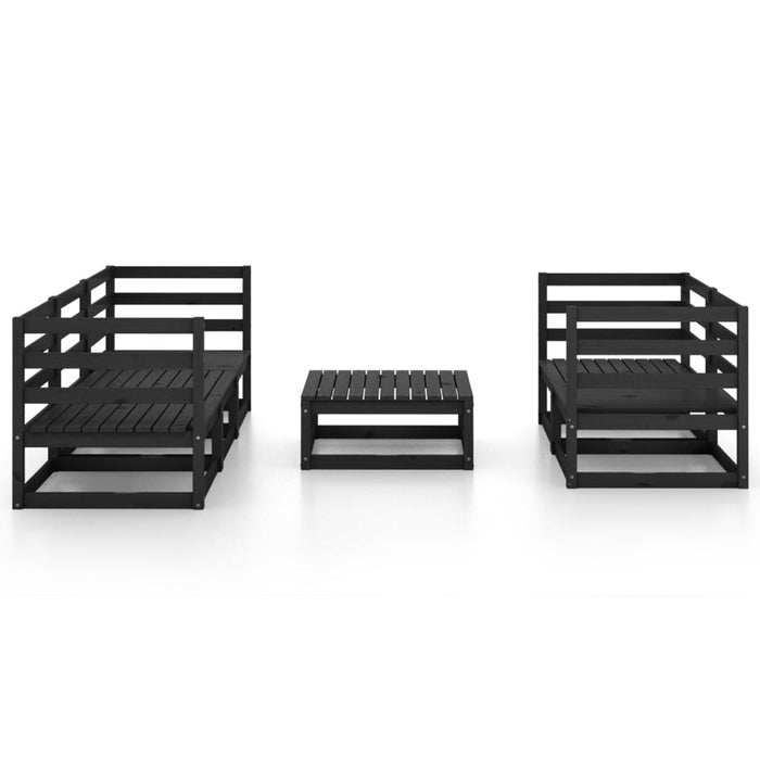 6-tlg. Garten-Lounge-Set Schwarz Massivholz Kiefer