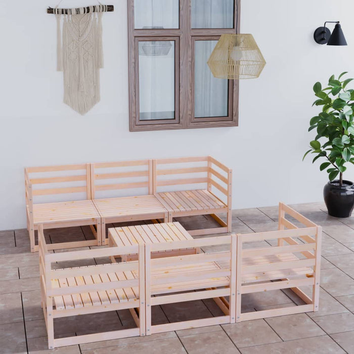7-tlg. Garten-Lounge-Set Massivholz Kiefer
