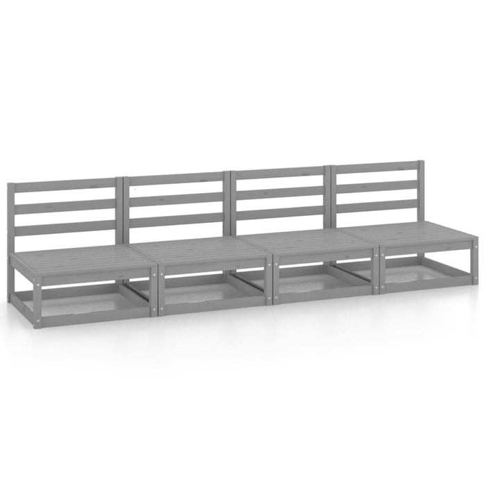 4-Sitzer-Gartensofa Grau Kiefer Massivholz