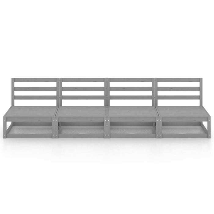 4-Sitzer-Gartensofa Grau Kiefer Massivholz