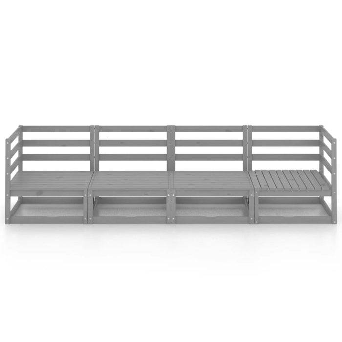 4-Sitzer-Gartensofa Grau Kiefer Massivholz
