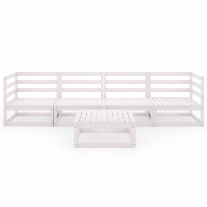 5-tlg. Garten-Lounge-Set Weiß Kiefer Massivholz