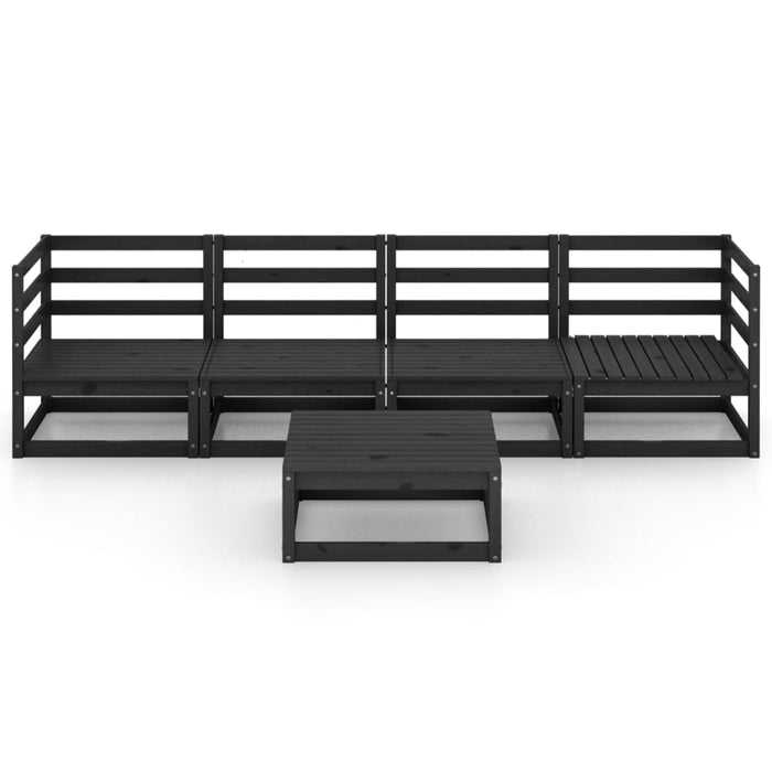 5-tlg. Garten-Lounge-Set Schwarz Massivholz Kiefer
