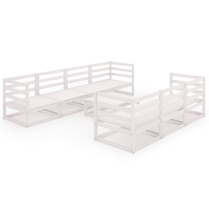 8-tlg. Garten-Lounge-Set Weiß Kiefer Massivholz