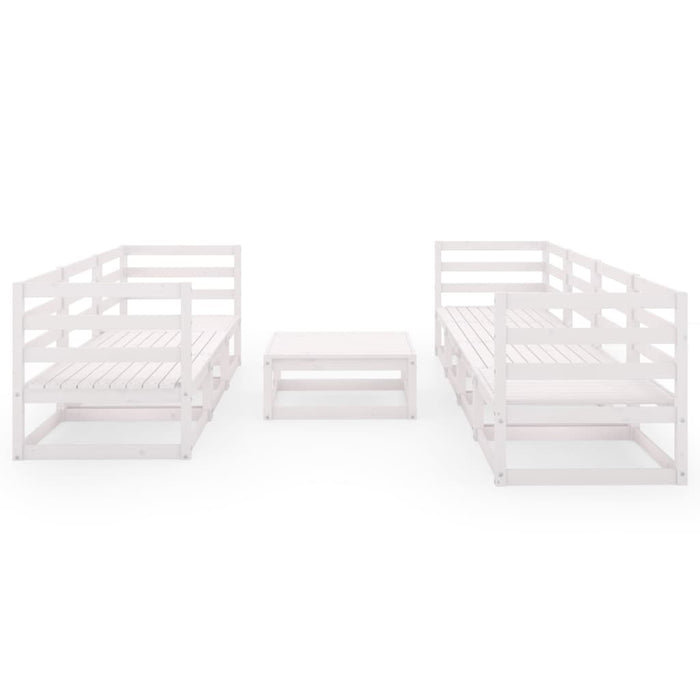 8-tlg. Garten-Lounge-Set Weiß Kiefer Massivholz