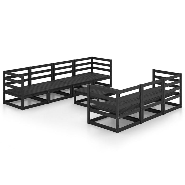 8-tlg. Garten-Lounge-Set Schwarz Massivholz Kiefer