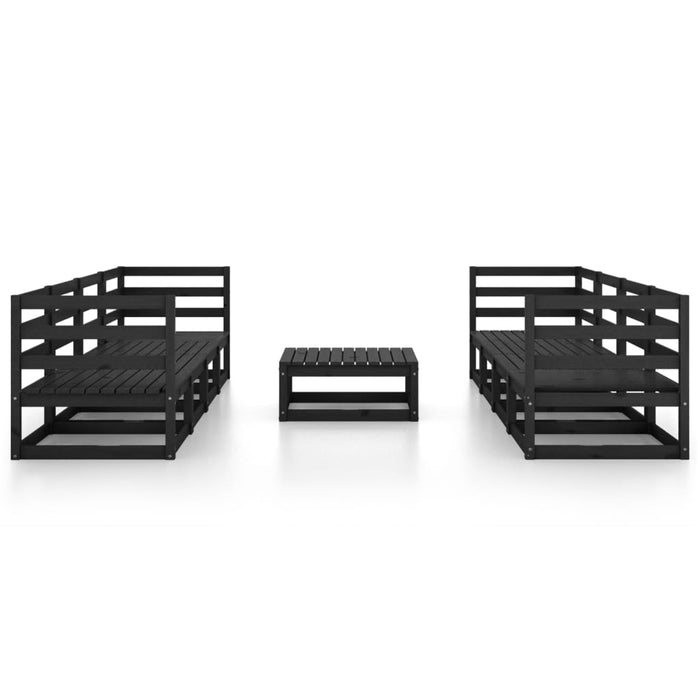 9-tlg. Garten-Lounge-Set Schwarz Massivholz Kiefer