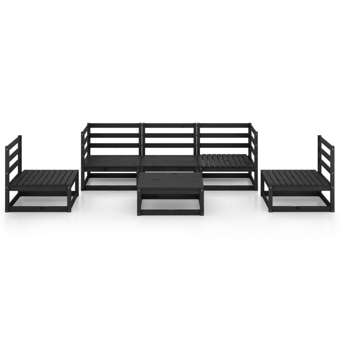 6-tlg. Garten-Lounge-Set Schwarz Massivholz Kiefer