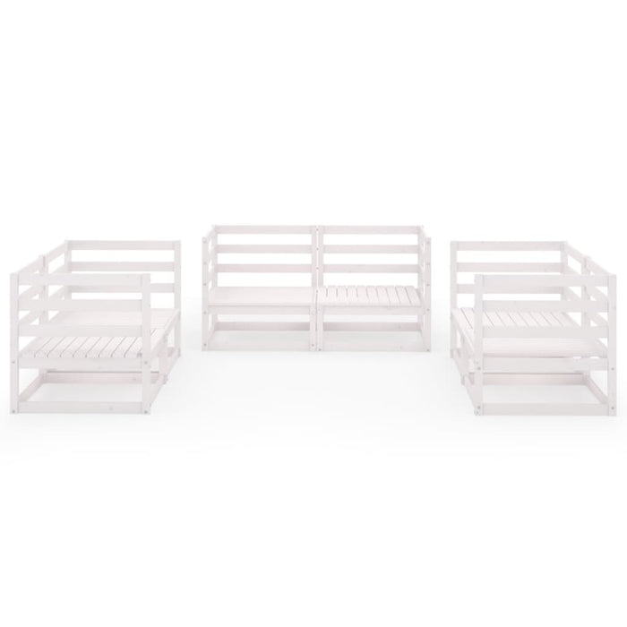 6-tlg. Garten-Lounge-Set Weiß Kiefer Massivholz