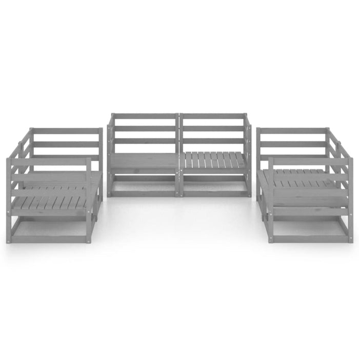 6-tlg. Garten-Lounge-Set Grau Kiefer Massivholz