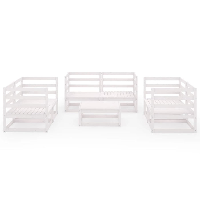 7-tlg. Garten-Lounge-Set Weiß Kiefer Massivholz