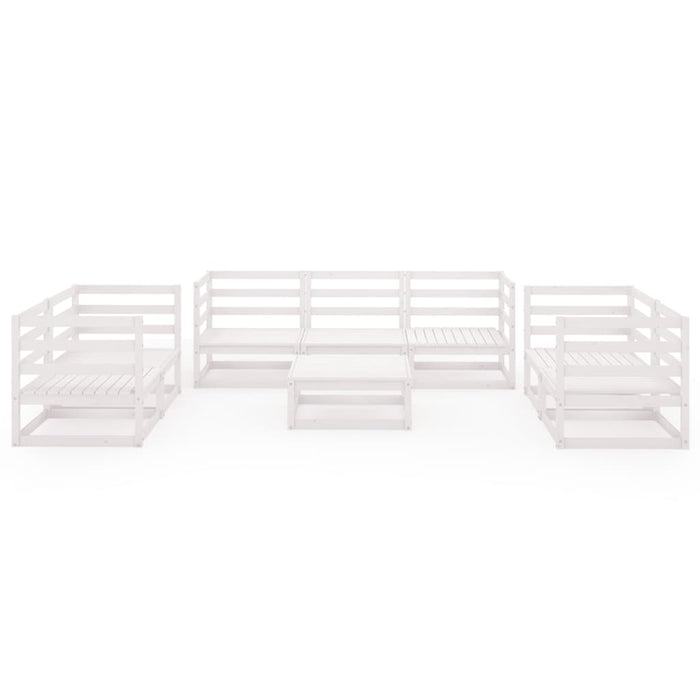 8-tlg. Garten-Lounge-Set Weiß Kiefer Massivholz