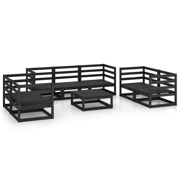 8-tlg. Garten-Lounge-Set Schwarz Massivholz Kiefer