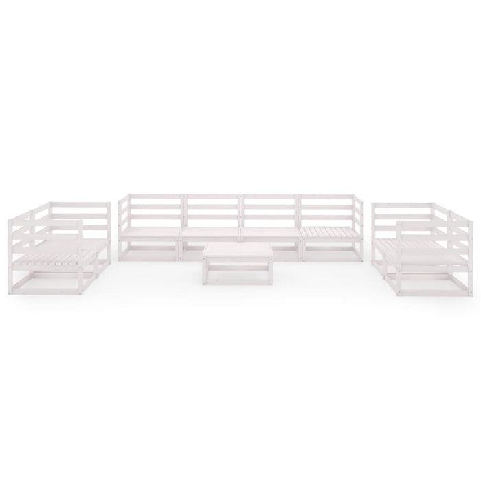 9-tlg. Garten-Lounge-Set Weiß Kiefer Massivholz