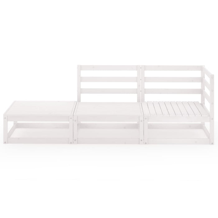 3-tlg. Garten-Lounge-Set Weiß Kiefer Massivholz