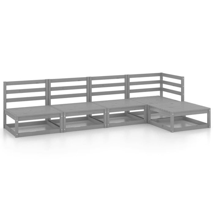 5-tlg. Garten-Lounge-Set Grau Kiefer Massivholz