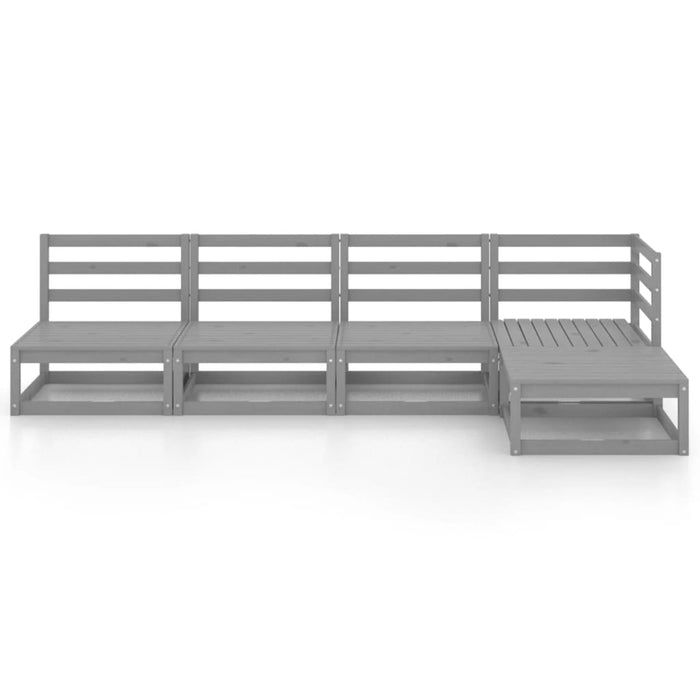 5-tlg. Garten-Lounge-Set Grau Kiefer Massivholz