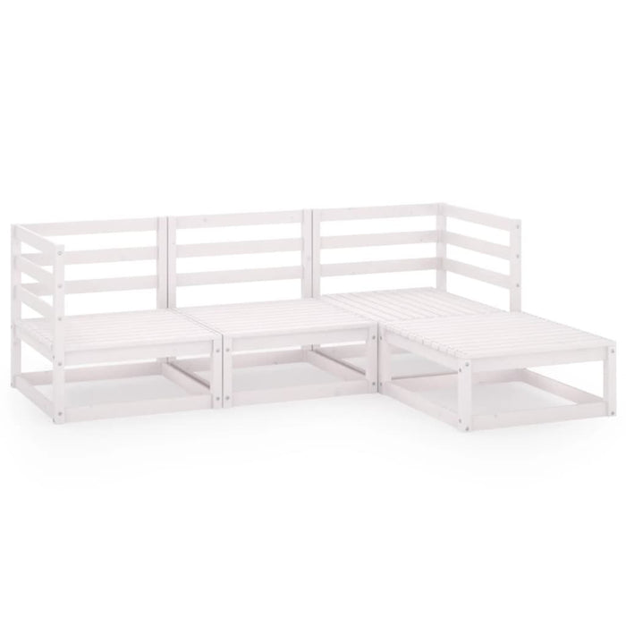 4-tlg. Garten-Lounge-Set Weiß Kiefer Massivholz