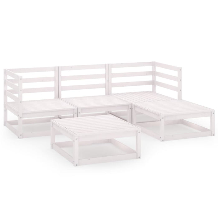 5-tlg. Garten-Lounge-Set Weiß Kiefer Massivholz