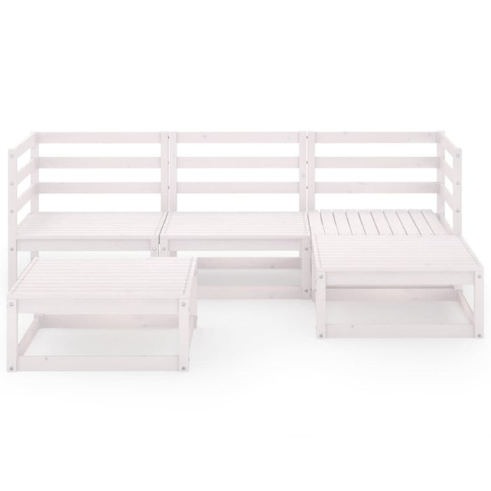 5-tlg. Garten-Lounge-Set Weiß Kiefer Massivholz