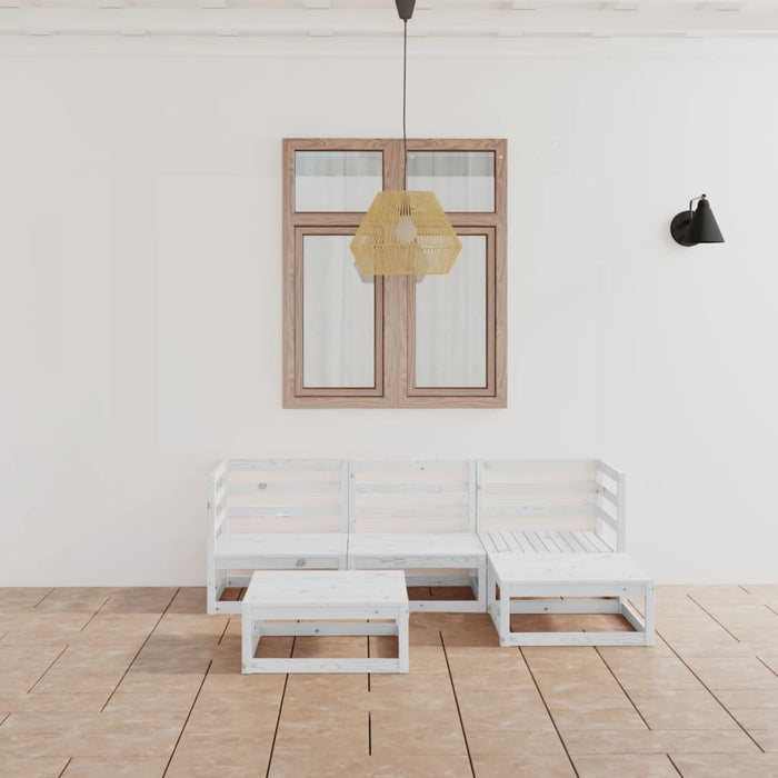 5-tlg. Garten-Lounge-Set Weiß Kiefer Massivholz