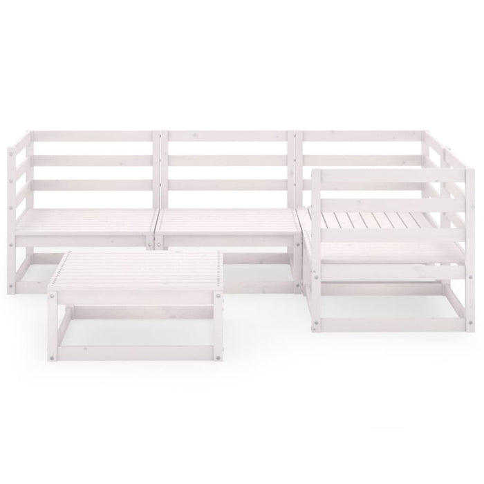 5-tlg. Garten-Lounge-Set Weiß Kiefer Massivholz