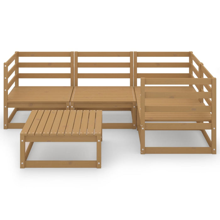 5-tlg. Garten-Lounge-Set Honigbraun Massivholz Kiefer