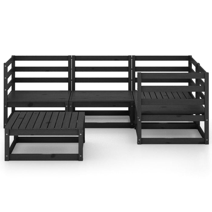5-tlg. Garten-Lounge-Set Schwarz Massivholz Kiefer
