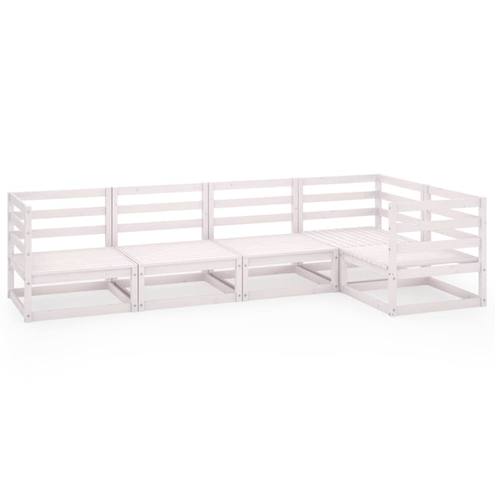 5-tlg. Garten-Lounge-Set Weiß Kiefer Massivholz