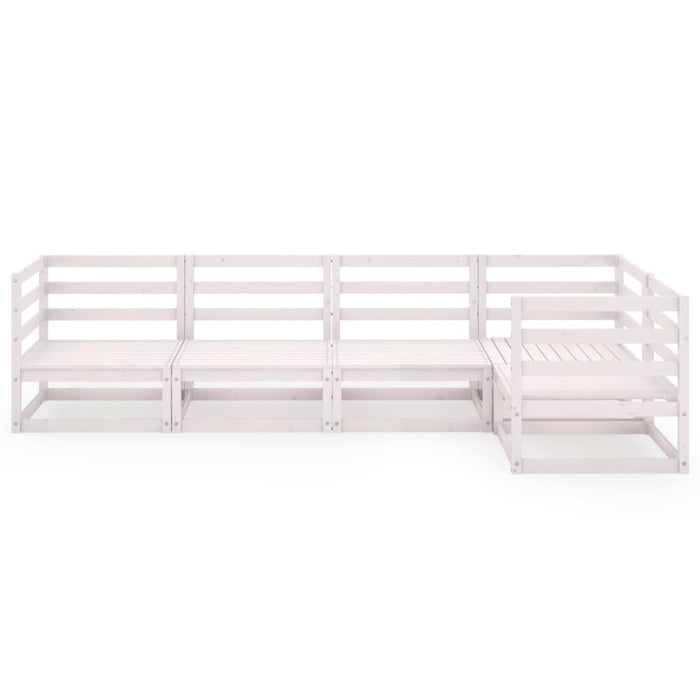 5-tlg. Garten-Lounge-Set Weiß Kiefer Massivholz