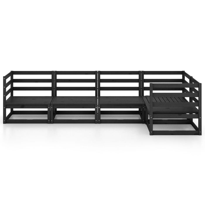 5-tlg. Garten-Lounge-Set Schwarz Massivholz Kiefer