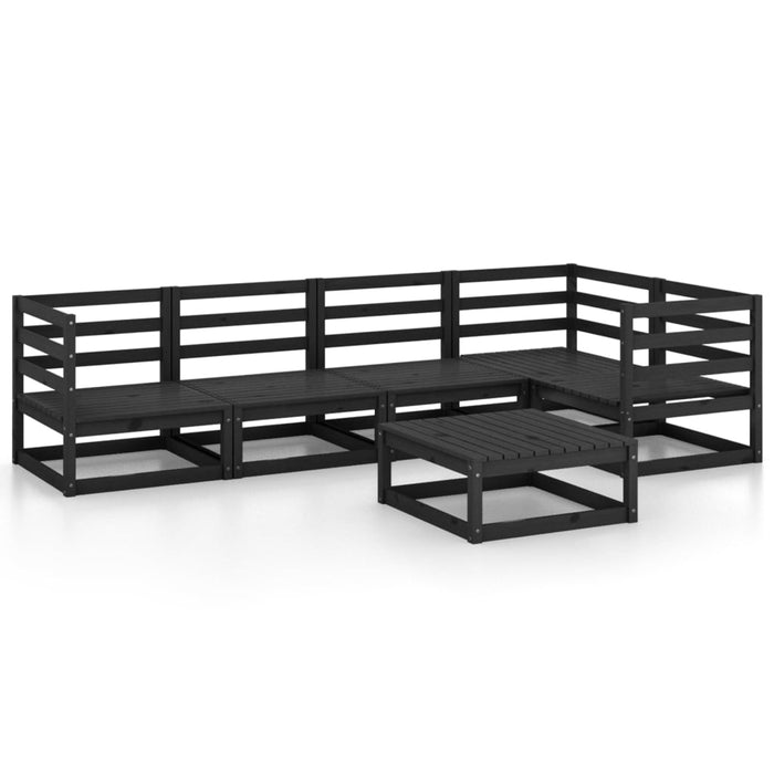 6-tlg. Garten-Lounge-Set Schwarz Massivholz Kiefer