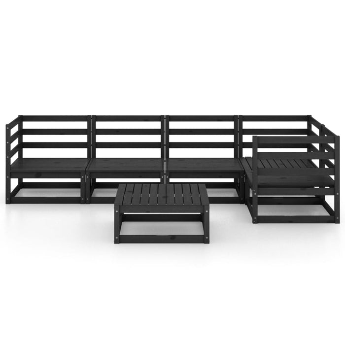 6-tlg. Garten-Lounge-Set Schwarz Massivholz Kiefer