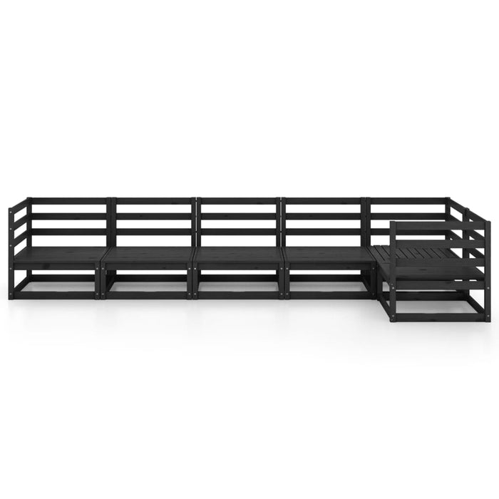 6-tlg. Garten-Lounge-Set Schwarz Massivholz Kiefer
