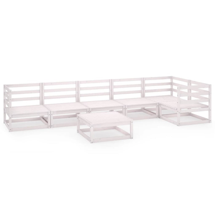 7-tlg. Garten-Lounge-Set Weiß Kiefer Massivholz