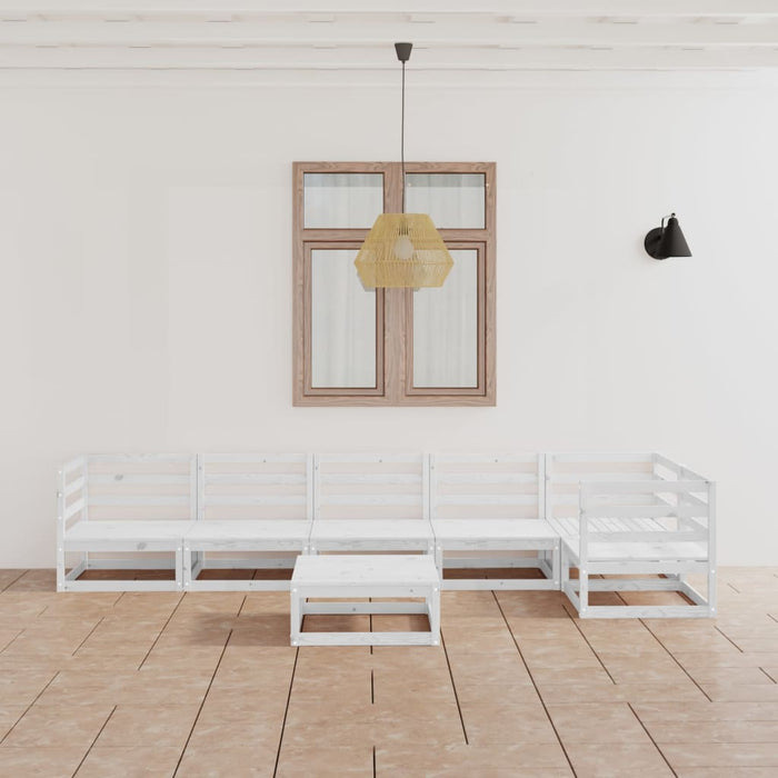 7-tlg. Garten-Lounge-Set Weiß Kiefer Massivholz
