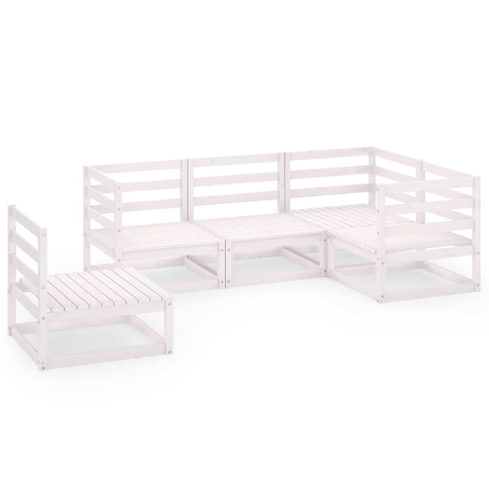 5-tlg. Garten-Lounge-Set Weiß Kiefer Massivholz