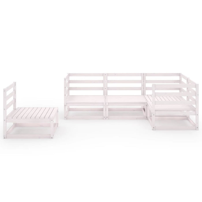 5-tlg. Garten-Lounge-Set Weiß Kiefer Massivholz