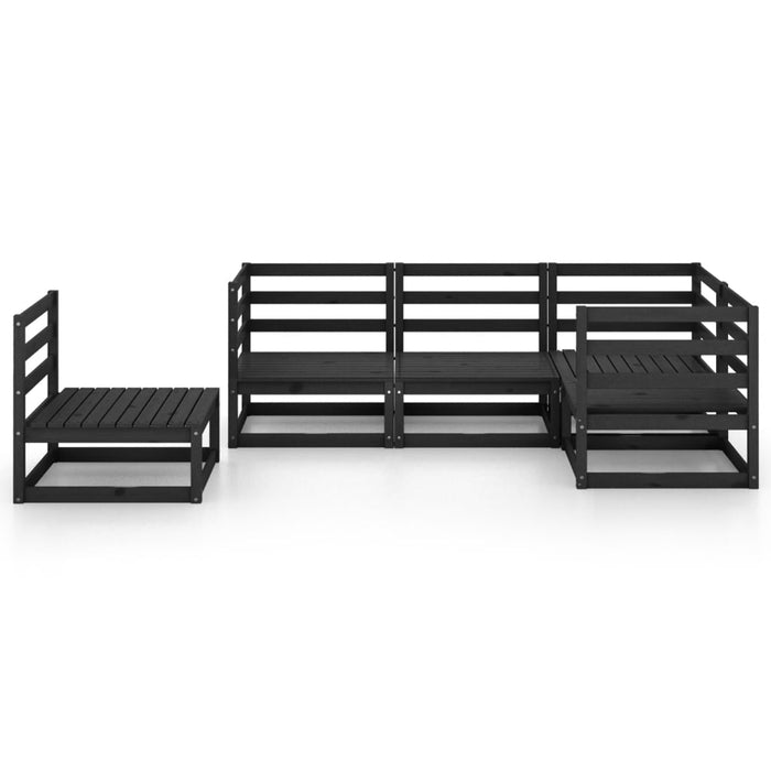 5-tlg. Garten-Lounge-Set Schwarz Massivholz Kiefer
