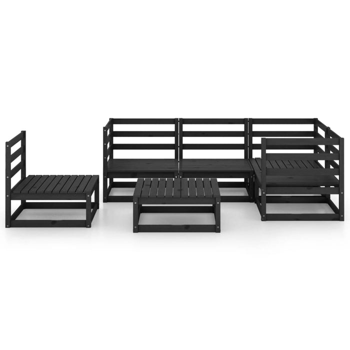 6-tlg. Garten-Lounge-Set Schwarz Massivholz Kiefer