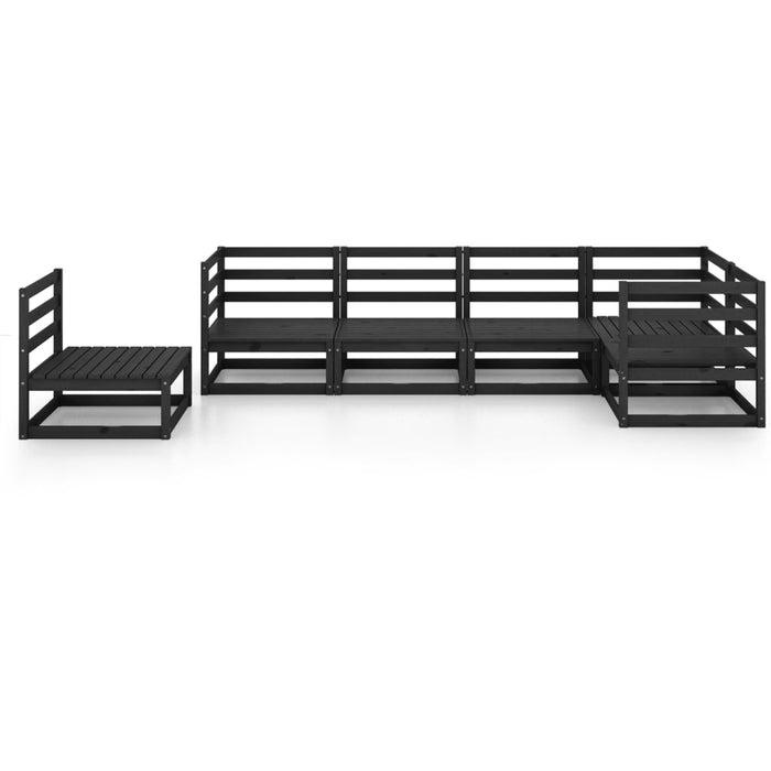 6-tlg. Garten-Lounge-Set Schwarz Massivholz Kiefer
